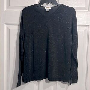 Talbots Women’s Vintage top - Black with gold metallic detailing - size Medium